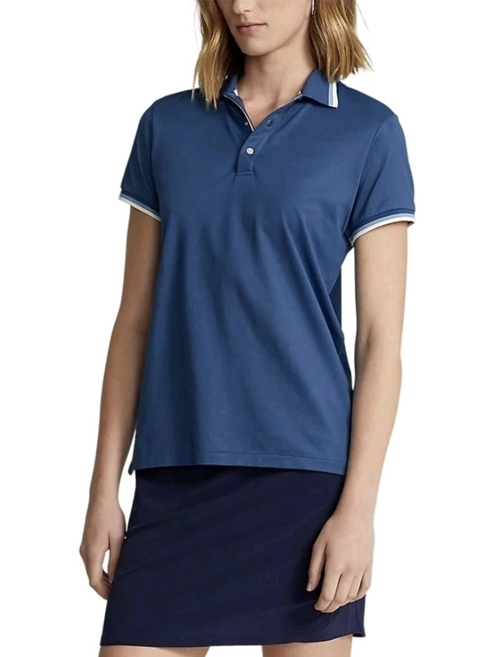 RLX Ralph Lauren Navy Polo with White-Trim Collar